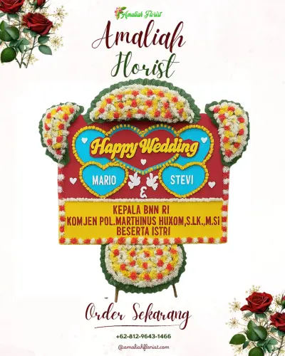 Karangan Papan Bunga Pernikahan di Tuan Kentang